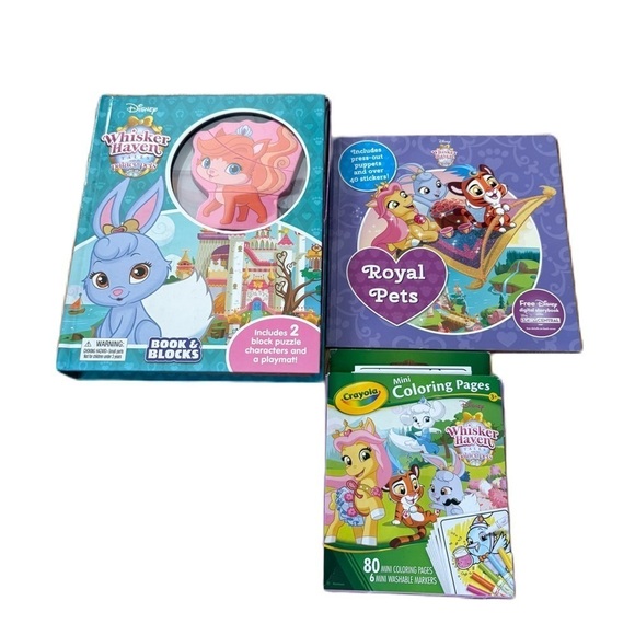 Disney Other - Disney Whisker Haven Book Set with Crayola Coloring Pages Royal Pets Princess